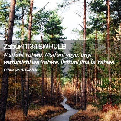 Picture 02 - Zaburi 113:1 SWHULB - Msifuni Yahwe. Msifuni yeye, enyi watumishi wa - Bible Verse Picture