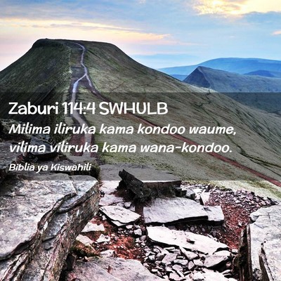 Picture 02 - Zaburi 114:4 SWHULB - Milima iliruka kama kondoo waume, vilima viliruka - Bible Verse Picture