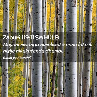 Picture 02 - Zaburi 119:11 SWHULB - Moyoni mwangu nimeliweka neno lako ili nisije - Bible Verse Picture