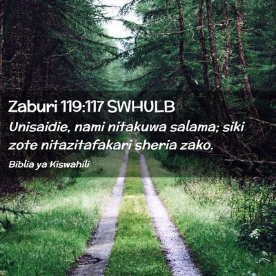 Picture 02 - Zaburi 119:117 SWHULB - Unisaidie, nami nitakuwa salama; siki zote - Bible Verse Picture