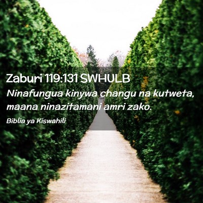 Picture 02 - Zaburi 119:131 SWHULB - Ninafungua kinywa changu na kutweta, maana - Bible Verse Picture