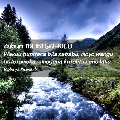Picture 02 - Zaburi 119:161 SWHULB - Wakuu hunitesa bila sababu; moyo wangu - Bible Verse Picture