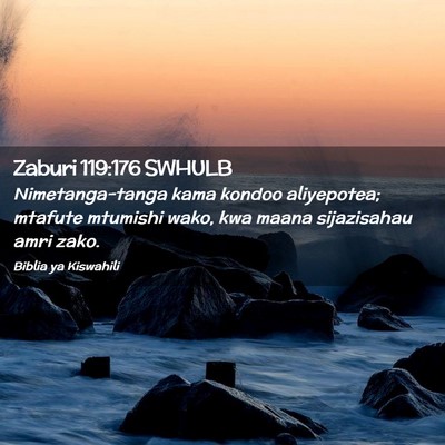 Picture 02 - Zaburi 119:176 SWHULB - Nimetanga-tanga kama kondoo aliyepotea; mtafute - Bible Verse Picture