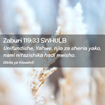 Picture 02 - Zaburi 119:33 SWHULB - Unifundishe, Yahwe, njia za sheria yako, nami - Bible Verse Picture