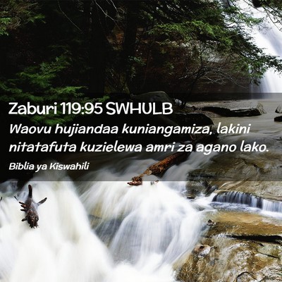 Picture 02 - Zaburi 119:95 SWHULB - Waovu hujiandaa kuniangamiza, lakini nitatafuta - Bible Verse Picture