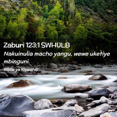 Picture 02 - Zaburi 123:1 SWHULB - Nakuinulia macho yangu, wewe uketiye - Bible Verse Picture