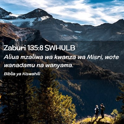 Picture 02 - Zaburi 135:8 SWHULB - Aliua mzaliwa wa kwanza wa Misri, wote wanadamu - Bible Verse Picture