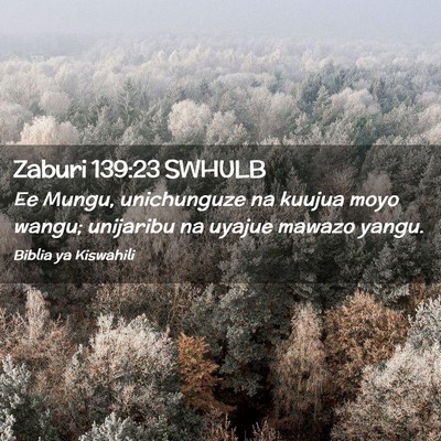 Picture 02 - Zaburi 139:23 SWHULB - Ee Mungu, unichunguze na kuujua moyo wangu; - Bible Verse Picture