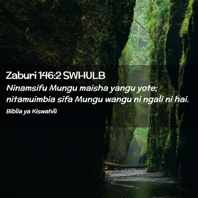 Picture 02 - Zaburi 146:2 SWHULB - Ninamsifu Mungu maisha yangu yote; nitamuimbia - Bible Verse Picture
