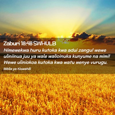 Picture 02 - Zaburi 18:48 SWHULB - Nimewekwa huru kutoka kwa adui zangu! wewe - Bible Verse Picture