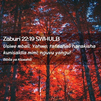 Picture 02 - Zaburi 22:19 SWHULB - Usiwe mbali, Yahwe; tafadhali harakisha - Bible Verse Picture