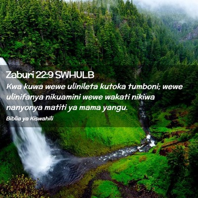 Picture 02 - Zaburi 22:9 SWHULB - Kwa kuwa wewe ulinileta kutoka tumboni; wewe - Bible Verse Picture