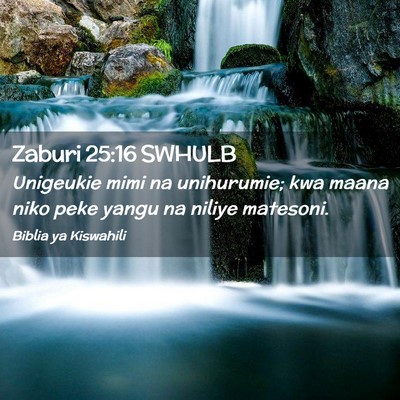 Picture 02 - Zaburi 25:16 SWHULB - Unigeukie mimi na unihurumie; kwa maana niko peke - Bible Verse Picture