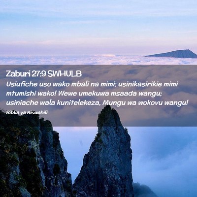 Picture 02 - Zaburi 27:9 SWHULB - Usiufiche uso wako mbali na mimi; usinikasirikie - Bible Verse Picture
