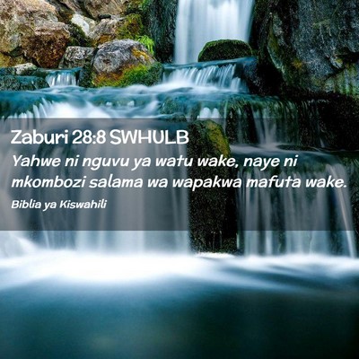 Picture 02 - Zaburi 28:8 SWHULB - Yahwe ni nguvu ya watu wake, naye ni mkombozi - Bible Verse Picture
