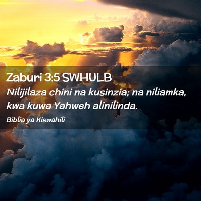 Picture 02 - Zaburi 3:5 SWHULB - Nilijilaza chini na kusinzia; na niliamka, kwa - Bible Verse Picture