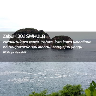 Picture 02 - Zaburi 30:1 SWHULB - Nitakutukuza wewe, Yahwe, kwa kuwa umeniinua na - Bible Verse Picture