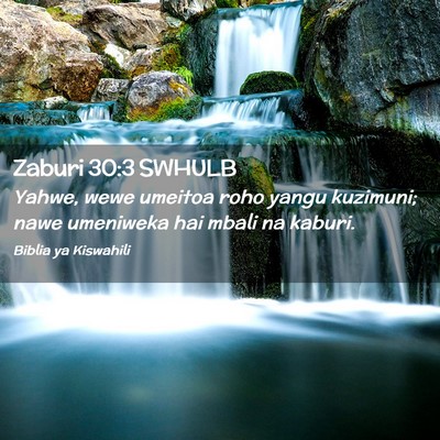 Picture 02 - Zaburi 30:3 SWHULB - Yahwe, wewe umeitoa roho yangu kuzimuni; nawe - Bible Verse Picture