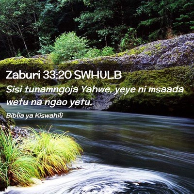 Picture 02 - Zaburi 33:20 SWHULB - Sisi tunamngoja Yahwe, yeye ni msaada wetu na - Bible Verse Picture
