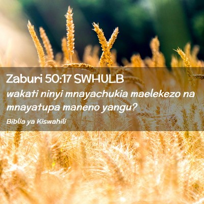 Picture 02 - Zaburi 50:17 SWHULB - wakati ninyi mnayachukia maelekezo na mnayatupa - Bible Verse Picture