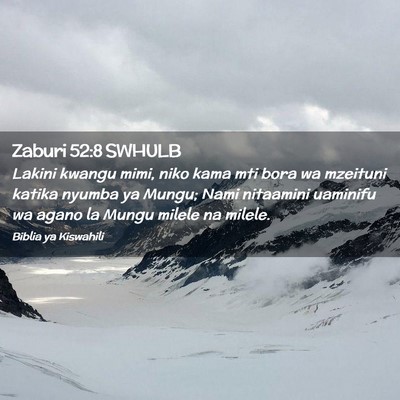 Picture 02 - Zaburi 52:8 SWHULB - Lakini kwangu mimi, niko kama mti bora wa - Bible Verse Picture