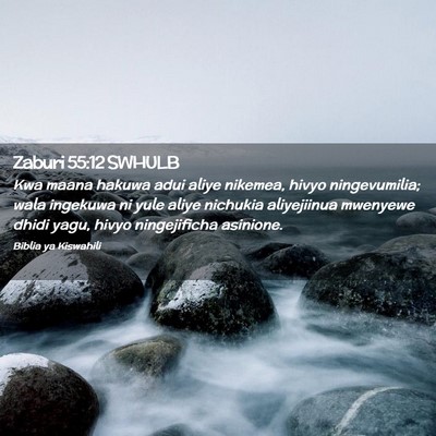 Picture 02 - Zaburi 55:12 SWHULB - Kwa maana hakuwa adui aliye nikemea, hivyo - Bible Verse Picture