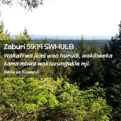 Picture 02 - Zaburi 59:14 SWHULB - Wakati wa jioni wao hurudi, wakibweka kama mbwa - Bible Verse Picture