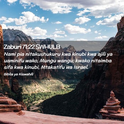Picture 02 - Zaburi 71:22 SWHULB - Nami pia nitakushukuru kwa kinubi kwa ajili ya - Bible Verse Picture