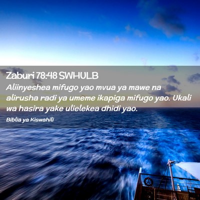 Picture 02 - Zaburi 78:48 SWHULB - Aliinyeshea mifugo yao mvua ya mawe na alirusha - Bible Verse Picture