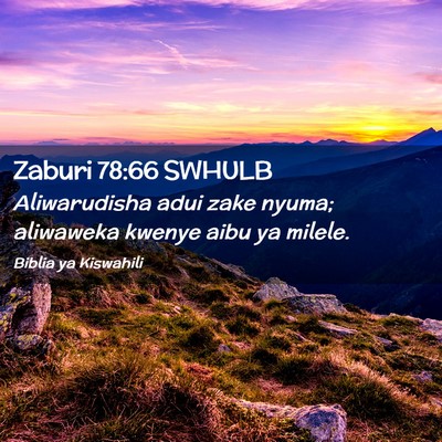 Picture 02 - Zaburi 78:66 SWHULB - Aliwarudisha adui zake nyuma; aliwaweka kwenye - Bible Verse Picture