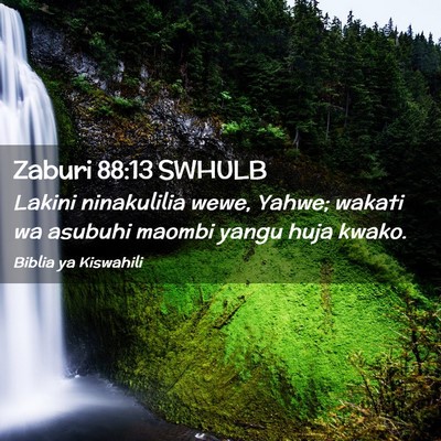 Picture 02 - Zaburi 88:13 SWHULB - Lakini ninakulilia wewe, Yahwe; wakati wa asubuhi - Bible Verse Picture