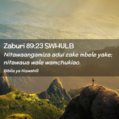 Picture 02 - Zaburi 89:23 SWHULB - Nitawaangamiza adui zake mbele yake; nitawaua - Bible Verse Picture