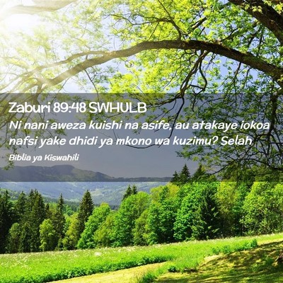 Picture 02 - Zaburi 89:48 SWHULB - Ni nani aweza kuishi na asife, au atakaye iokoa - Bible Verse Picture