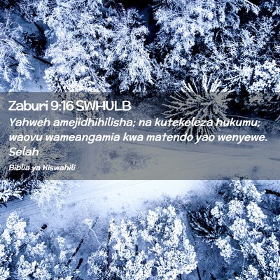 Picture 02 - Zaburi 9:16 SWHULB - Yahweh amejidhihilisha; na kutekeleza hukumu; - Bible Verse Picture