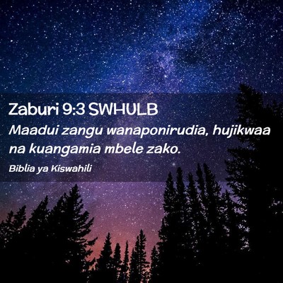 Picture 02 - Zaburi 9:3 SWHULB - Maadui zangu wanaponirudia, hujikwaa na kuangamia - Bible Verse Picture