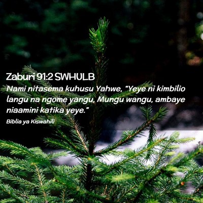 Picture 02 - Zaburi 91:2 SWHULB - Nami nitasema kuhusu Yahwe, “Yeye ni kimbilio - Bible Verse Picture