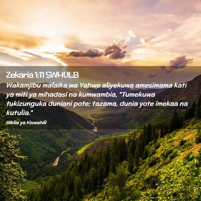 Picture 02 - Zekaria 1:11 SWHULB - Wakamjibu malaika wa Yahwe aliyekuwa amesimama - Bible Verse Picture