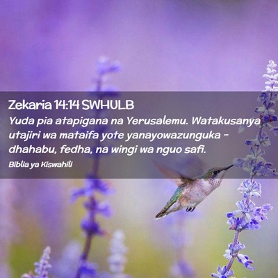 Picture 02 - Zekaria 14:14 SWHULB - Yuda pia atapigana na Yerusalemu. Watakusanya - Bible Verse Picture