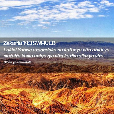 Picture 02 - Zekaria 14:3 SWHULB - Lakini Yahwe ataondoka na kufanya vita dhidi ya - Bible Verse Picture