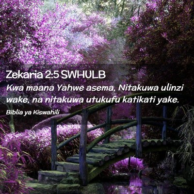 Picture 02 - Zekaria 2:5 SWHULB - Kwa maana Yahwe asema, Nitakuwa ulinzi wake, na - Bible Verse Picture