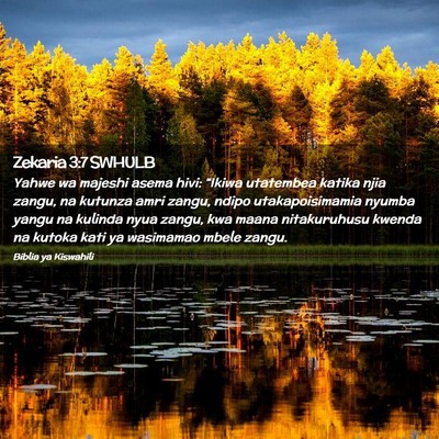 Picture 02 - Zekaria 3:7 SWHULB - Yahwe wa majeshi asema hivi: “Ikiwa utatembea - Bible Verse Picture