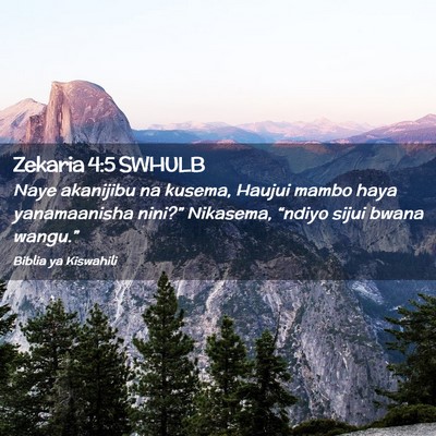 Picture 02 - Zekaria 4:5 SWHULB - Naye akanijibu na kusema, Haujui mambo haya - Bible Verse Picture
