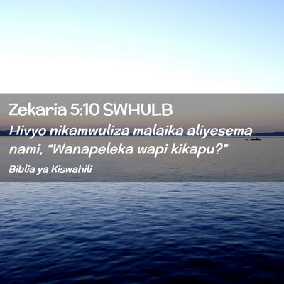 Picture 02 - Zekaria 5:10 SWHULB - Hivyo nikamwuliza malaika aliyesema nami, - Bible Verse Picture