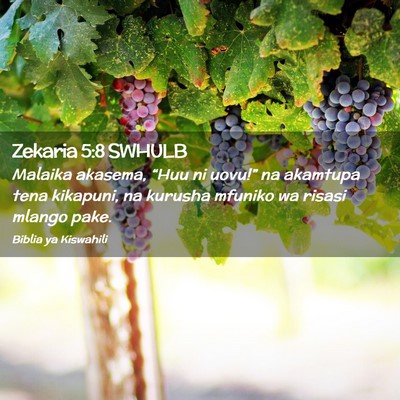 Picture 02 - Zekaria 5:8 SWHULB - Malaika akasema, “Huu ni uovu!” na akamtupa - Bible Verse Picture