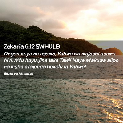 Picture 02 - Zekaria 6:12 SWHULB - Ongea naye na useme, Yahwe wa majeshi asema hivi: - Bible Verse Picture