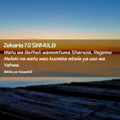 Picture 02 - Zekaria 7:2 SWHULB - Watu wa Betheli wamemtuma Shareza, Regemu Meleki - Bible Verse Picture