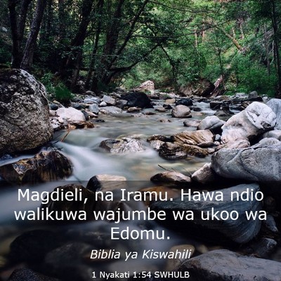 Picture 03 - 1 Nyakati 1:54 SWHULB - Magdieli, na Iramu. Hawa ndio walikuwa wajumbe wa - Bible Verse Picture