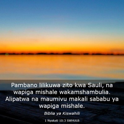 Picture 03 - 1 Nyakati 10:3 SWHULB - Pambano lilikuwa zito kwa Sauli, na wapiga - Bible Verse Picture