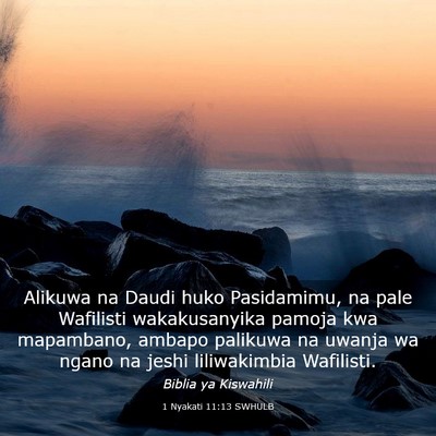 Picture 03 - 1 Nyakati 11:13 SWHULB - Alikuwa na Daudi huko Pasidamimu, na pale - Bible Verse Picture