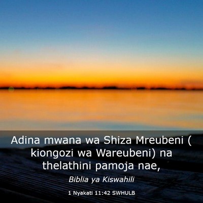 Picture 03 - 1 Nyakati 11:42 SWHULB - Adina mwana wa Shiza Mreubeni ( kiongozi wa - Bible Verse Picture